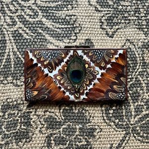 Unique feather wallet clutch